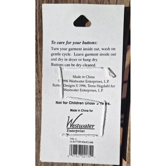 trena's trinkets buttons 6 Noahs Ark ceramic buttons New Vintage - Picture 2 of 4